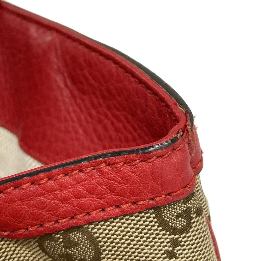 Gucci GG/Bamboo Handbag 308360 Red Beige Dark Brown Jacquard Leather - Picture 14 of 15